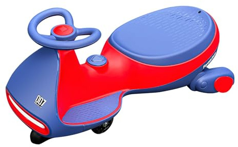 FanttikRide 12V N7 Pro Electric Wiggle Car with Pedal, CyberWiggle, 2 in 1 Swing Car, 2 Speed, Anti-Rollover, Flashing Wheels, Bluetooth, Charging Type C, for Ages 3 and Up (Blue + Red)