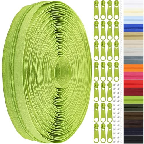 Cremallera sin fin con cremallera, 3 mm, 11 m, de nailon, por metros, cremallera continua y cremallera de metal para ropa, bolso, estuche, ropa de cama
