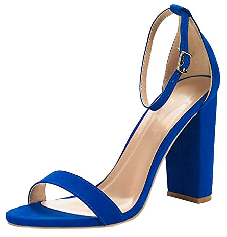 Cocila Mujer Sandalias De Tacón Ancho Con Tiras Para Verano (Blue, 40) Zapatos Dorados Elegantes Blancas Morados Tacon Sandalia Dorada Rosa Palo Fiesta Tacones Primavera 2026 Dorado Zapato Salon