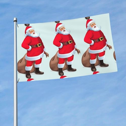 Niedliche Weihnachtsmann-bedruckte dekorative Gartenflagge, 90 x 150 cm, fliegt bei leichter Brise, wetterfest für Veranda und Rasen