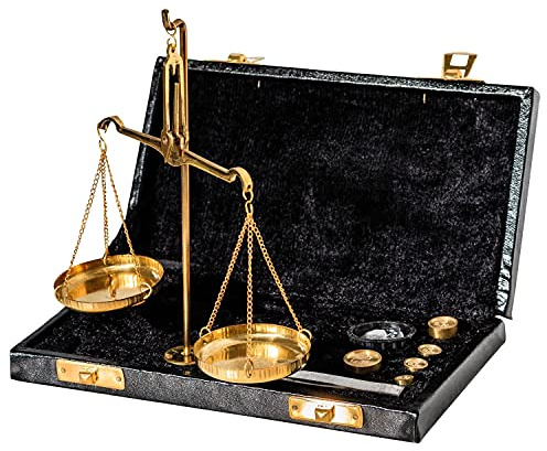 aubaho Waage Feinwaage Goldwaage im Etui Messing Apothekerwaage Antik-Stil 19cm Deko
