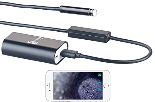 Somikon Endoskop iPhone: WiFi-HD-Endoskop-Kamera für iOS- und Android-Mobilgeräte, 5 m (Schwanenhals Kamera, Endoskopkamera für iPhone, WC)