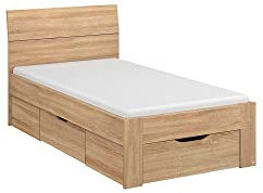 Rauch Möbel Flexx Bett Stauraumbett in Eiche Sonoma, Holz, mit 2 Schubladen als zusätzlichen Stauraum Liegefläche 90 x 200 cm Gesamtmaße Bett BxHxT 95 x 90 x 209 cm