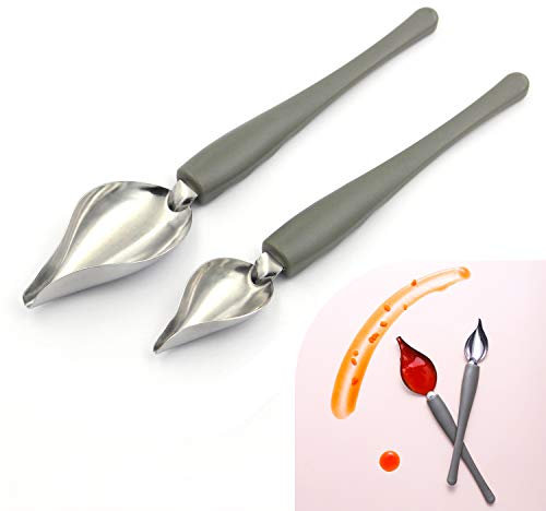 Juego de 2 cucharas de dibujo culinario de precisión profesional pequeñas, de acero inoxidable, multiusos, para cocinero, para platos decorativos, tartas, postres con mango cómodo