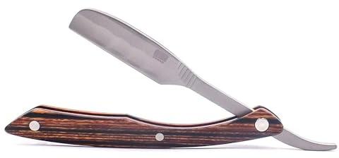 Kai Kasho Captain Woody Rasoir de barbering pliable professionnel avec étui en cuir, compatible avec Feather Artist Club et lames Kai Captain, 20 Kai Captain Titan lames incluses