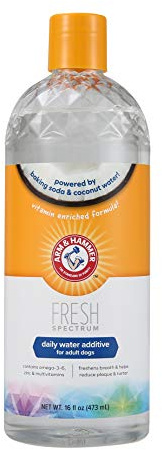 Arm & Hammer for Pets Fresh Spectrum Dental Water Additive for Dogs Baking Soda Enhanced Dog Dental Care Product Helps Freshen Breath and Reduce Plaque & Tartar, 16.9 Fl Oz