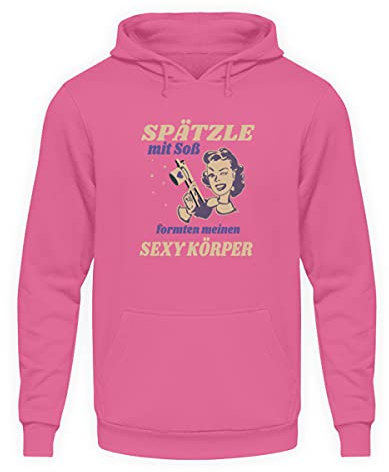 Spätzle avec sauce – Proverbes souabes – Cadeaux – Sweat à capuche unisexe, Rose Candyfloss, M