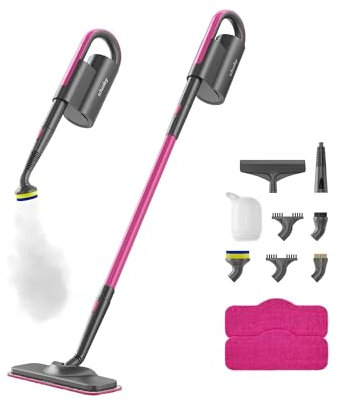 Schenley Steam Mop Cleaner with Detachable Handheld Steamer for Cleaning Hardwood/Laminate Floor, Tiles and Grout, with 7-in-1 Multi-purpose Accessories and Washable Microfiber Pads