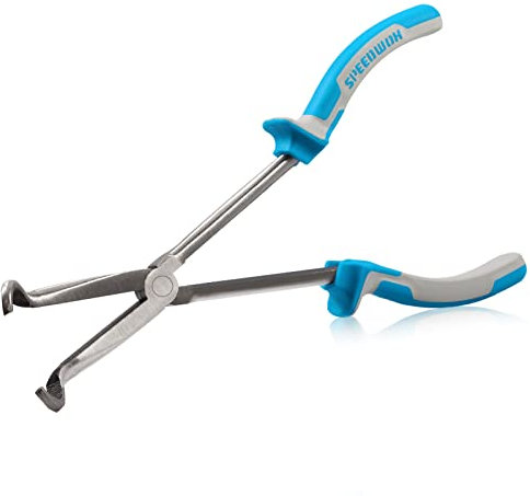 SPEEDWOX Long Reach Hose Grip Pliers 11 Inches Circle Plier Serrated Jaws Ring Nose Pliers for Mechanics Technicians Contractors High Leverage Professional Tool Non-Slip TPR Handle