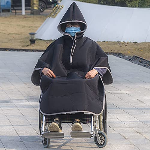 Couverture de fauteuil roulant d'hiver chaude pour tout le corps, cape de fauteuil roulant, poncho avec capuche, couverture thermique de voyage pour temps froid