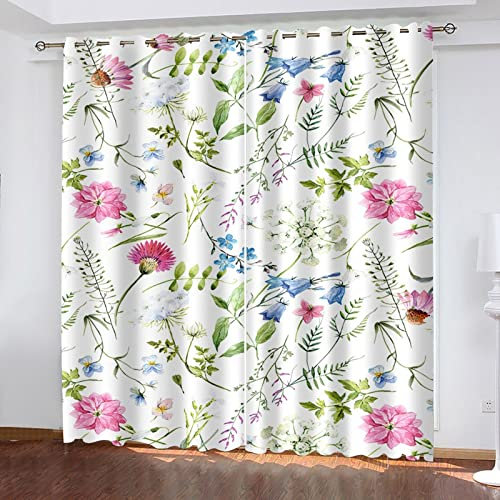 MTBDyyds Bunt Stilvoll Blumig 200X160Cm Verdunkelungsvorhänge 3D Drucken Verdunklungsvorhänge Kinderzimmer 2 Stück Vorhang Blickdicht Ösenschal Kindergardinen Junge Verdunklungsgardine