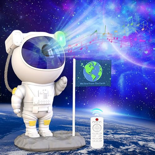 Qxmcov LED Sternenhimmel Projektor Astronaut, Galaxy Nachtlicht mit Timer/Fernbedienung/Bluetooth Lautsprecher, Sternenprojektor Kinder,Sternlichtprojektor für Baby Party Geschenke