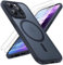 TOCOL für iPhone 15 Pro Max Hülle für Magsafe, Vollständiger Kameraschutz Stoßfest Kratzfest Transluzente Rückseite Magnetisch Handyhülle für iPhone 15 Pro Max Case, Schwarz