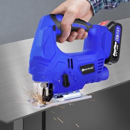 Cordless Electric Circular Saw for Woodworking Hand Tools with 1 x 21V 1.5Ah Battery, Electric Circular Saw 3000 RPM Max Speed, 45° Cutting Bevel Angle