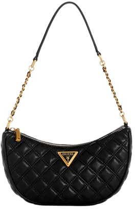 GUESS Damen Giully Top Zip Shoulder Schultertasche, Reißverschluss Oben, Schwarz