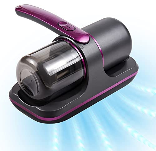 Sunydog Aspirador de Mano,Colchón Compacto Aspirador de Cama UV Inalámbrico de 100 W 8000 Pa Succión Fuerte 2 Velocidades Ajustable 250 Ml Recolección de Polvo Batería Incorporada para Limpiar