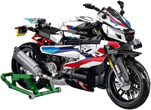 Pasyru Technik Motorrad für BMW S1000RR, 912 Teile Technik Rennen Motorrad Bausteine Bauset, MOC Klemmbausteine Supermotorrad Modell für Jugendliche Erwachsene (672004)
