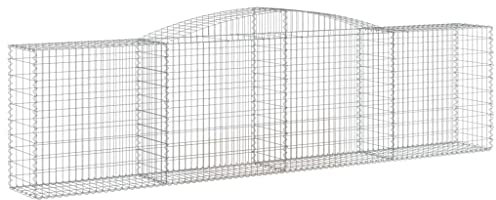Makastle Set de 2 Parterre surélevé en Gabions arqués, jardinière en Cage à Pierre, Lit Surélevé à Gabion, Parterre de Fleurs Jardin Terrasse Extérieur Jardinière Panier à Pierres, 400x50x100/120 cm