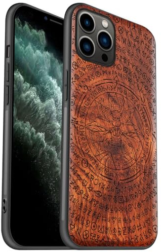 Carveit Coque en Bois pour iPhone 11 Pro Étui Protection Artistique Cover TPU Souple de téléphone Antichoc Compatible avec Apple 11 Pro Etui (Rosé-Le Stag-beele)