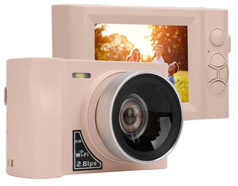 24-MP-Digitalkamera, 16-facher Digitalzoom, 2,5K-Videoauflösung, Kompaktkamera mit 2,88-Zoll-Bildschirm, 1800-mAh-Vlogging-Kamera für Studenten, Kinder, Reisen (PINK)