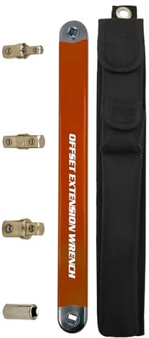 Jectse Clé D'extension Décalée, Outil de clé à Douille Prêt à L'impact avec Adaptateurs à Entraînement carré 1/2, 1/4 et 3/8, clé à Cliquet Universelle Zéro degré de 39 Cm / 15,35