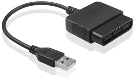 Raysha PS2 to USB Adapter, Ps2 Controller to USB Adapter Converter Cable, High-Speed Controller 2.0 Converter for PS1, PS2, PS3, PS4 Dual Shock Joy Pad Gamepad to PC USB Games