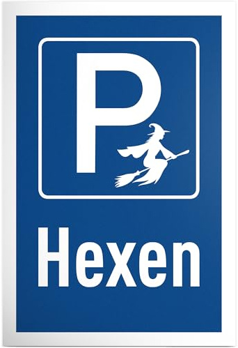 DankeDir! Parkplatz Hexen - 30 x 20 cm Schild Kunststoff - Lustiges Hinweisschild für Hexenfans - Geschenkidee für Magie-Liebhaber - Wetterfeste Deko für Haus und Garten