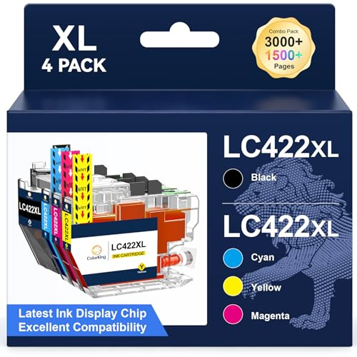 ColorKing LC422XL LC422 XL Große Kapazität LC-422XLVAL Tintenpatronen | für Brother MFC-J5340DW MFC-J5740DW MFC-J5345DW MFC-J6540DW MFC-J6940DW, 4er Pack Value Pack (Schwarz, Cyan, Magenta, Gelb)