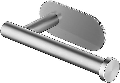 Toilettenpapierhalter Ohne Bohren,Selbstklebend Klopapierhalter Edelstahl Bohrpapierhalte WC Papier Halterung, WC Papier Halterung aus Edelstahl für Bad und Küche (Silbrig)