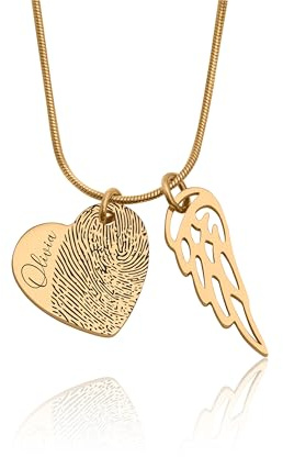 Gedenkkette mit echter Handschrift und Fingerabdruck, personalisiertes Andenken, Trauergeschenk, Verlust der Mama, Verlust der Mutter, individueller Schmuck, echter Fingerabdruck-Anhänger. S-030