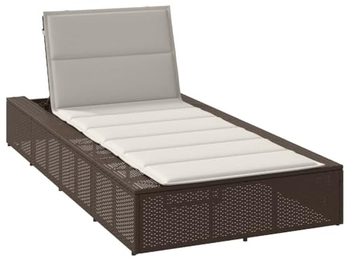 vidaXL Sonnenliege mit schwebender Auflage Braun Poly Rattan