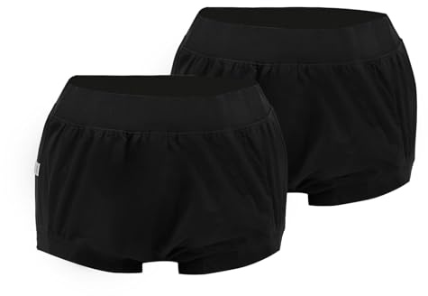 Windelhose für Erwachsene, Kunststoff, hohe Taille, Gummi, Inkontinenzhose, waschbar, wiederverwendbar, Kunststoff-Unterwäsche, wasserdichte Höschen (Schwarz, 2 Stück, L)