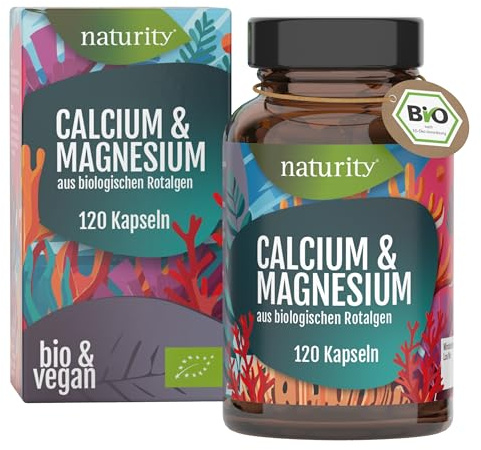 NATURITY BIO Calcium & Magnesium - Energiestoffwechsel - Vegan - 120 Kaps. | Hochdosiert, Ohne Zusätze. Magnesium: weniger Müdigkeit. Calcium: normales Nervensystem