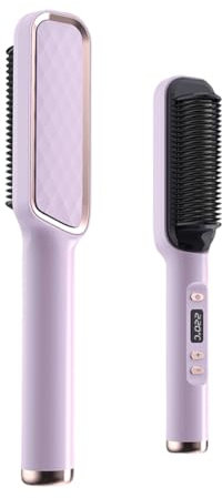 Spazzola Lisciante per Capelli, Pettine riscaldante lisciante, spazzola per raddrizzare capelli in ceramica anti-scottante con display a LED, 4 livelli di temperatura, 160 °C a 220 °C, viola