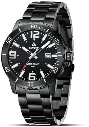 LN LENQIN klockor män rostfritt stål vattentät datum armbandsur män analog kvarts affärer