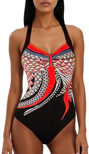 Chnnamzu Badeanzug Damen Bauchweg Push Up - Bademode Damen Sexy Tiefer Rückenfrei Monokini V Ausschnitt Einteilige Badeanzüge Shape Modische Schwimmanzug One Piece Swimsuit Sommer Pool Strand
