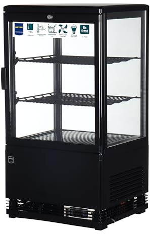 METRO Professional GGC2058B Vitrine für Kühlschränke, 42,8 x 38,6 x 81 cm, 58 L, 2 verstellbare Einlegeböden, LED-Beleuchtung, Schwarz