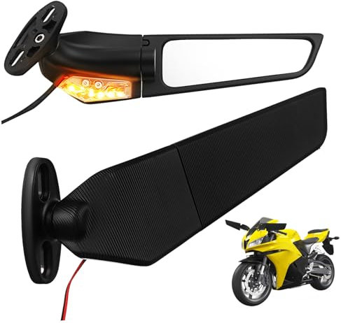 WEKADRIN Motorradspiegel Seitenspiegel Für Lenker Mit Blinkern Große Spiegelfläche Metall Gefertigt Einfache Installation Kompatibilität
