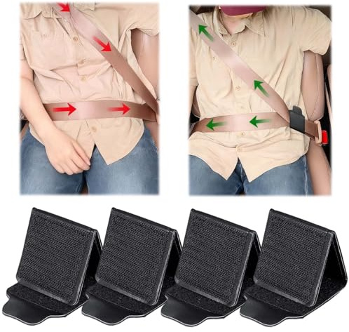 FENGCHUANG 2 Pezzi Regolatori per Cintura di Sicurezza in pelle PU, Clip per Cinture di Sicurezza Universale per Spalle e Collo Rilassanti per SUV, Furgoni, Camion (Tipo di Velcro)