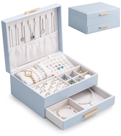 Lolalet 2 Ebenen Schmuckkästchen Schmuckaufbewahrung | Schmuckkoffer Jewelry Organizer Schmuckbox für Ringe Ohrringe Halsketten