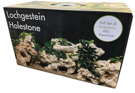 Deco-Set Natural Hole Stone Aquarium Rock for 60L Fish Tanks, Tropical & Cold Water Safe Decorative Rock with Natural Caves, Fish & Reptile Friendly (Hole Stone, 60 Litre Set) Hanicks GB144
