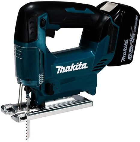 Makita DJV186SFJ 18V batterialternativ bågfil, med 2 batterier, laddare och fodral MAKPAC, 45° skärvinkel