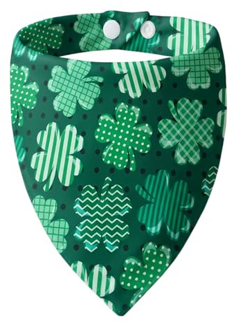 ICEMOOD St. Patrick's Day Hundehalstuch Großes Kleeblatt auf Punktemuster - Dreieckstuch mit Snap-Verschluss verstellbar, lustiges Glückskostüm, Hundeschal für kleine & mittlere Hunde (3-15 kg)