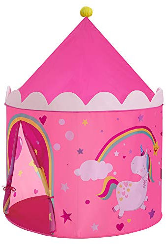 SONGMICS Tenda da Gioco Castello da Principessa per Ragazze e Bambini, Casetta dei Giochi per Interni ed Esterni, con Borsa da Trasporto, Regalo per Bambini, Rosa e Giallo LPT04PY