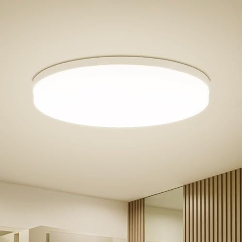 Combuh Plafoniera Led Soffitto 30cm, 48w Rotonda Lampada Soffitto Interno Casa, Plafoniere Bianco Neutro 4000K, IP44 Impermeabile Luce Bagno, per Cucine Scale Condominio, Ceiling Light