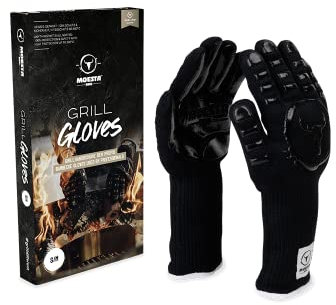 MOESTA-BBQ 19216 - Guanti da barbecue n. 1, taglia S/M per professionisti, resistenti al calore fino a 500 °C, LFGB