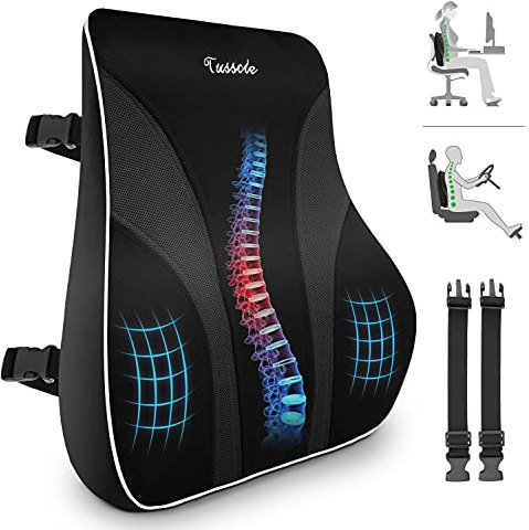 Tusscle Stuhl Rückenkissen, Memory Foam Lendenkissen für Bürostuhl & Auto, Lordosenstütze für Büro & Zuhause (0.84)
