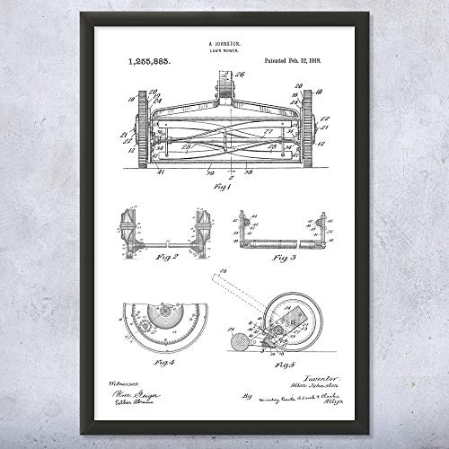 Framed Reel Lawn Mower Print, Hardware Store Decor, Garage Wall Art, Gardener Gift, Landscaper Gifts, Tool Shed Art Black & White (8x10)