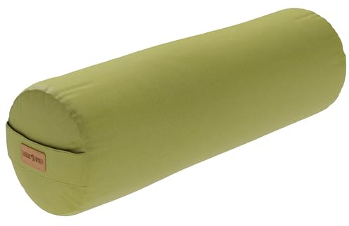 GORILLA SPORTS® Yoga Bolster - Ø20 cm, tvättbart överdrag, tillverkat av 100% bomull, med dinkelfyllning, bärhandtag, val av färger - yogarulle, yogakudde, yogabolster, Pilates, för återställande yoga