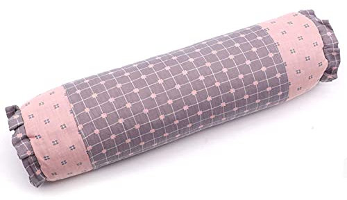 Edomi Buchweizenkissen mit Rundhalsausschnitt, Nackenstützkissen für Seiten- und Rückenschläfer mit abnehmbarem, waschbarem Bezug (40,6 x 10,2 cm, Grau und Rosa)